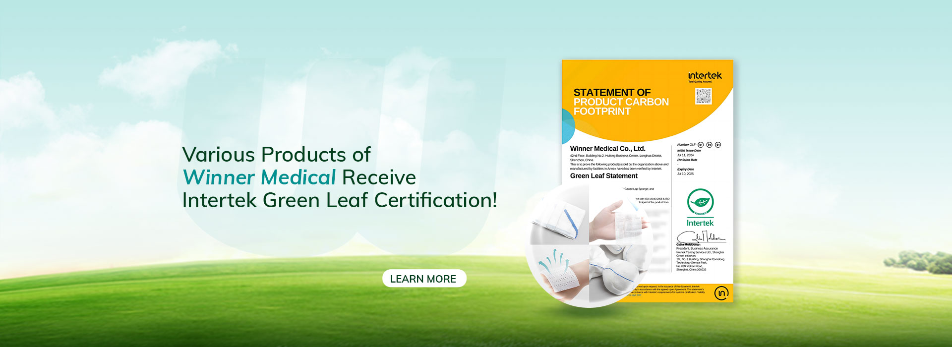 Les divers produits de Winner Medical reçoivent la certification Green Leaf d'Intertek!