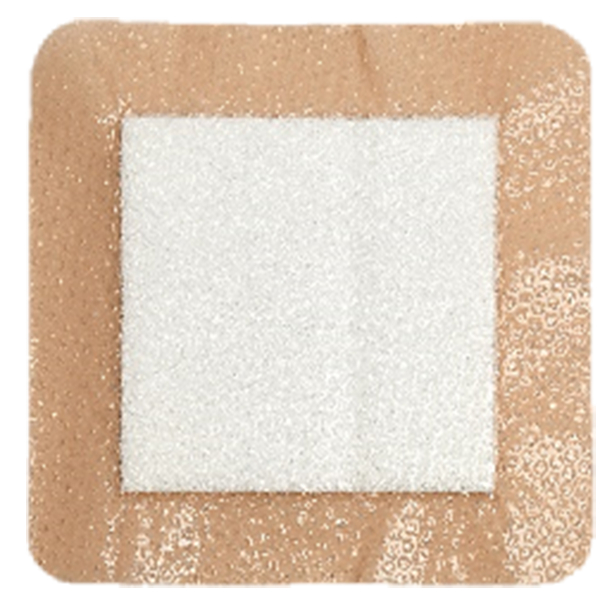 Pansement en mousse de silicone argentée avec bordure
